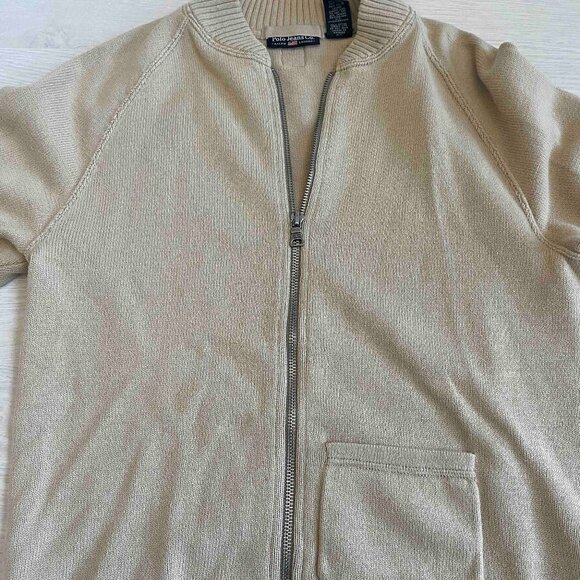 Vintage 90s Ralph Lauren Double Zip Cotton Bomber Jacket Size S Preppy Coastal - Picture 10 of 10